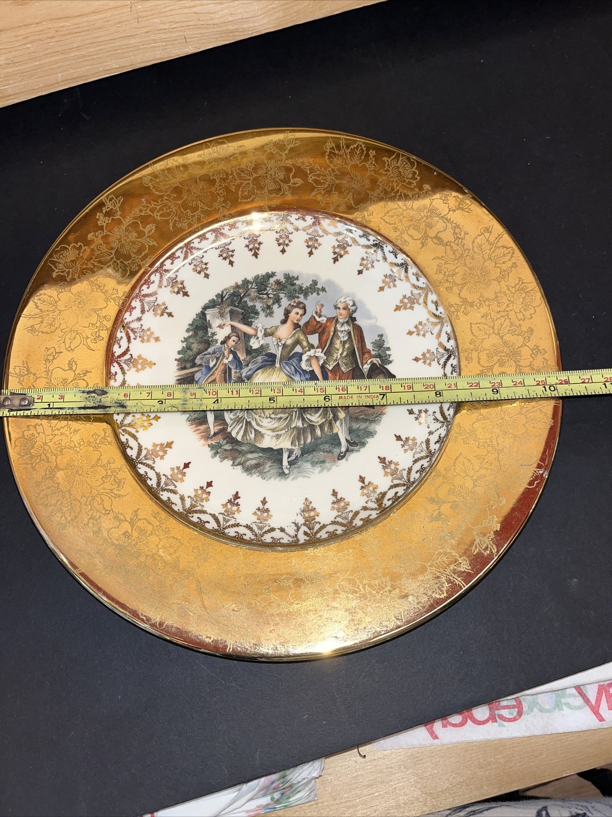 Vintage 1940s USA 10" Porcelain 22k Crest O Gold Plate