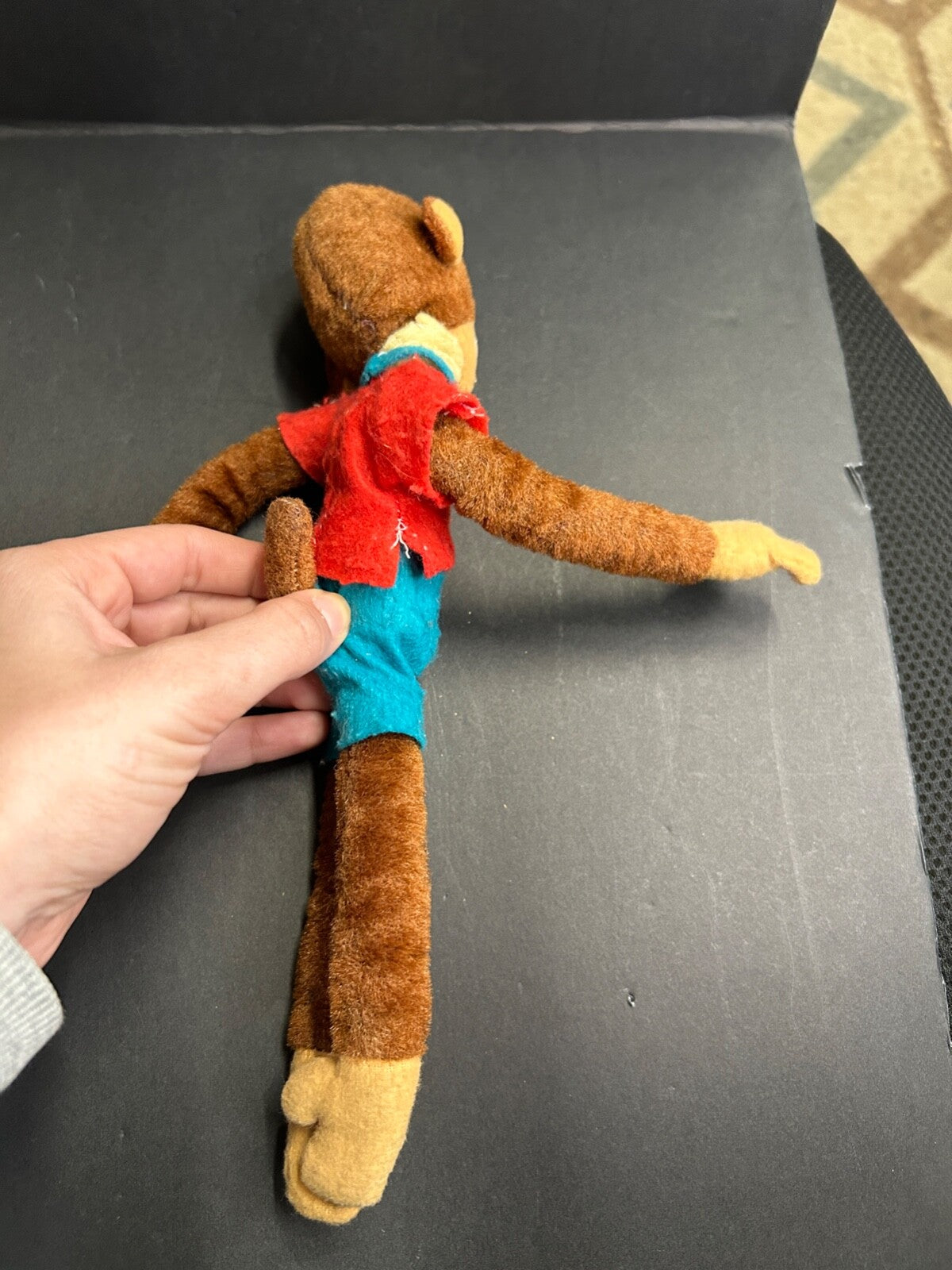 Vintage Dream Pets R Dakin Brown Plush MONKEY Toy Red Shirt Blue Pants Japan