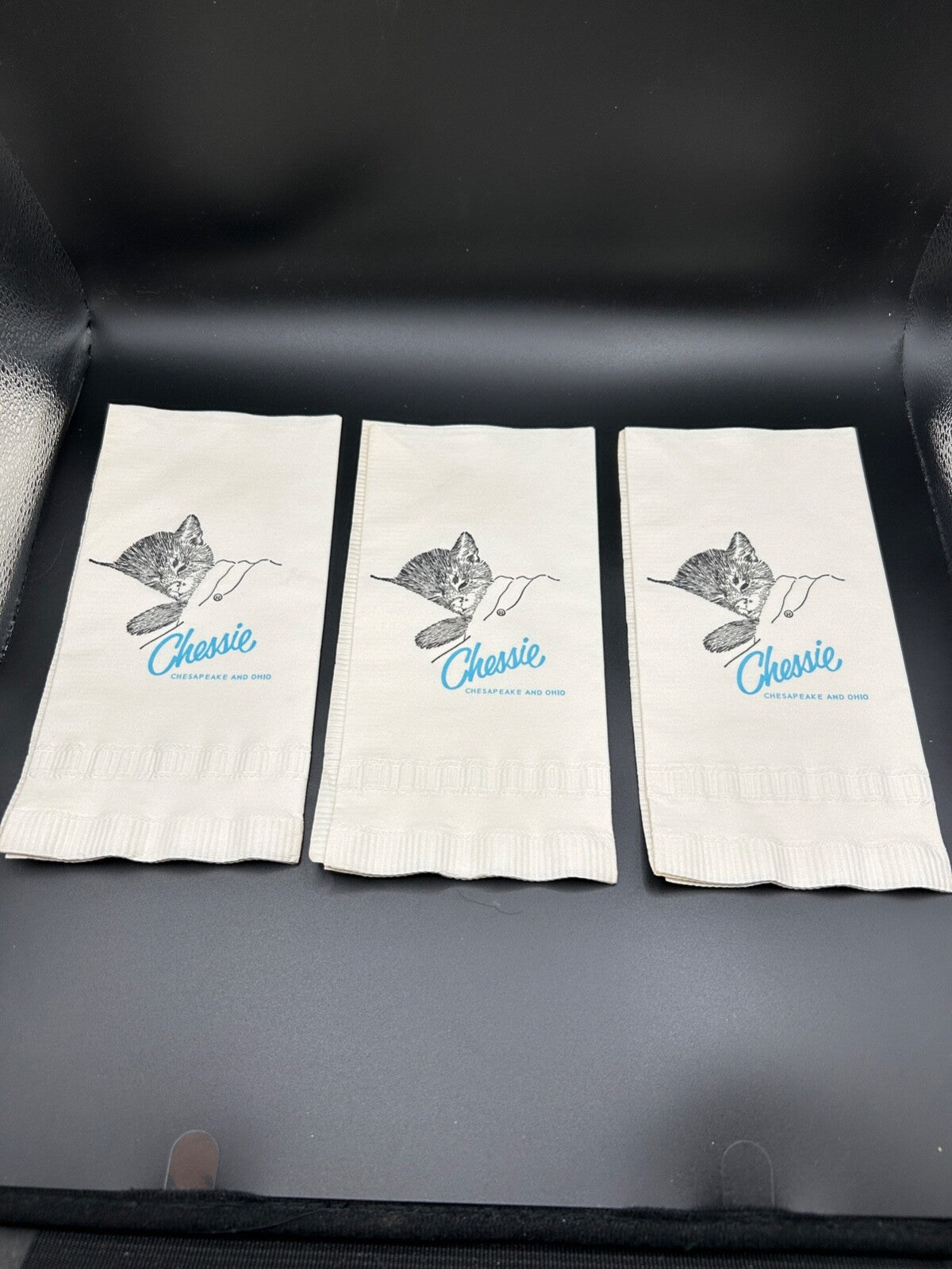 LOT OF 3 CHESSIE Paper Napkins CHESAPEAKE & OHIO RAILROAD Ludington MICHIGAN MI