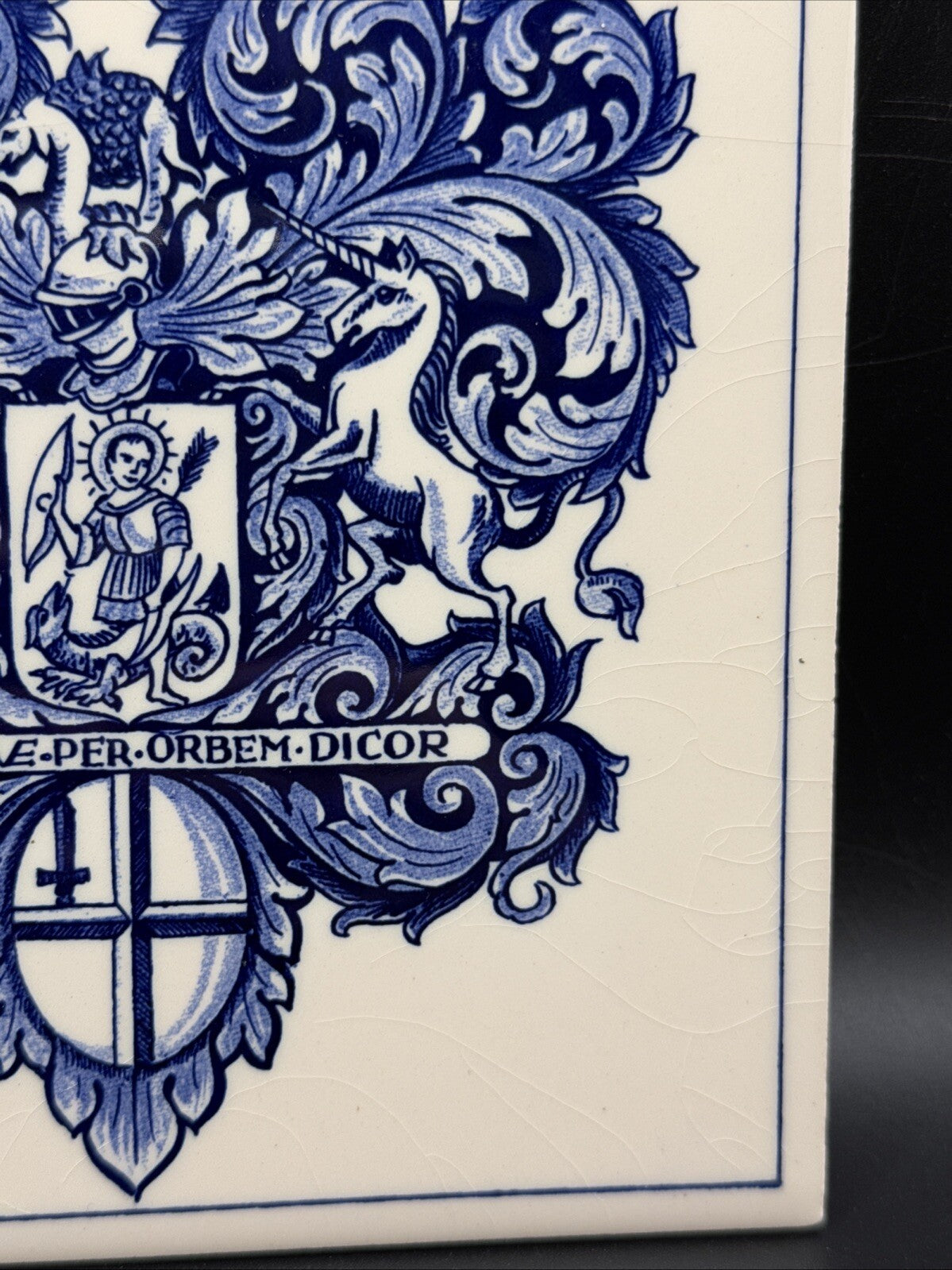 Delft Tile Schoonhaven Holland Vintage Tile Delft Blue White Pharmacy Drug #2