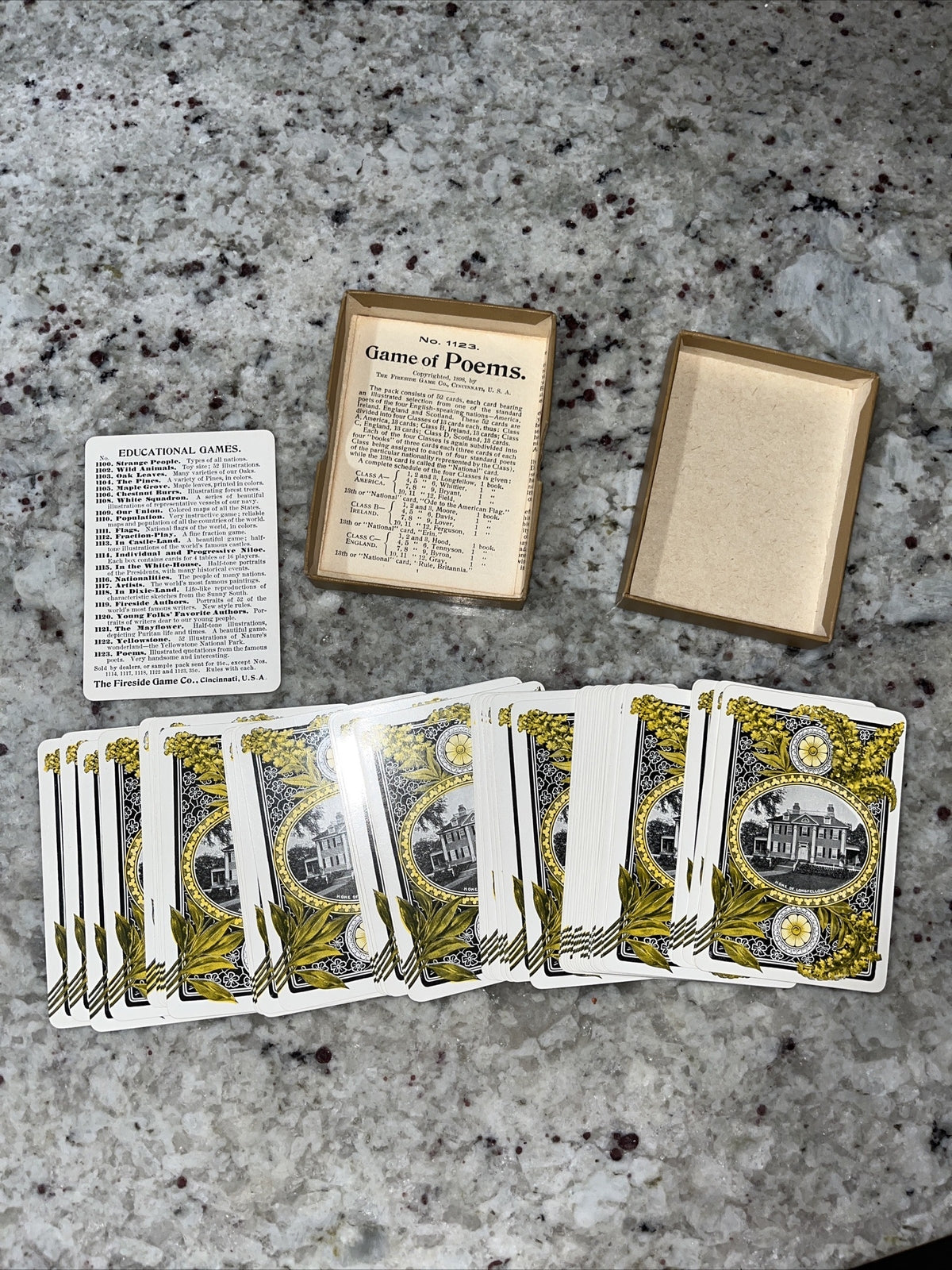1898 Game of Poems Illustrated, No. 1123, Fireside Game Co., Cinncinati Card Co.