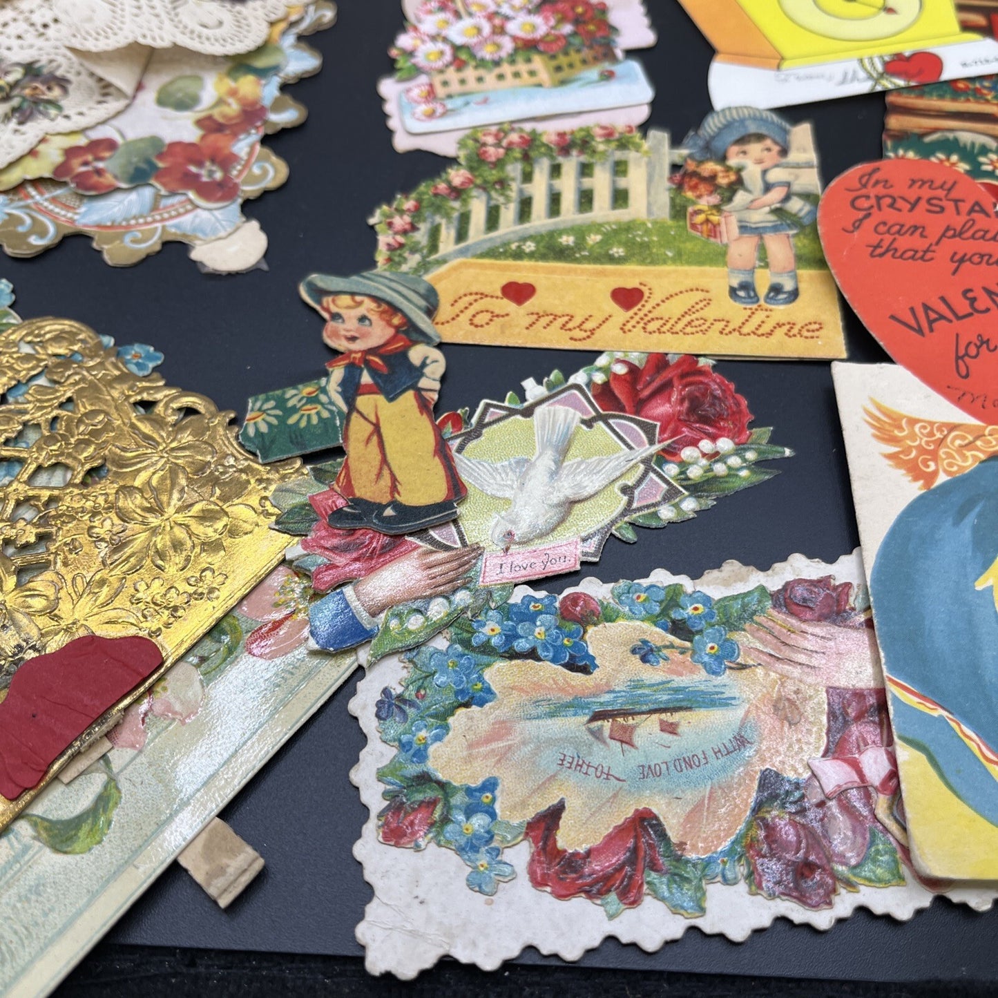 LOT OF 5 VINTAGE LG VALENTINE & 10 SMALL CARDS.