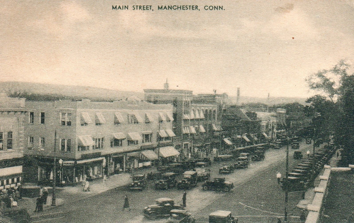 View of Main Street in Manchester CT Connecticut Postcard
