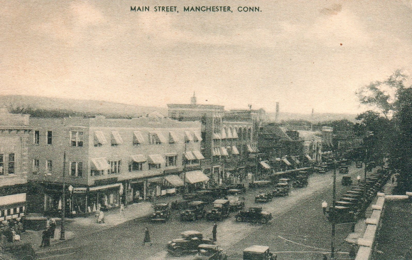 View of Main Street in Manchester CT Connecticut Postcard