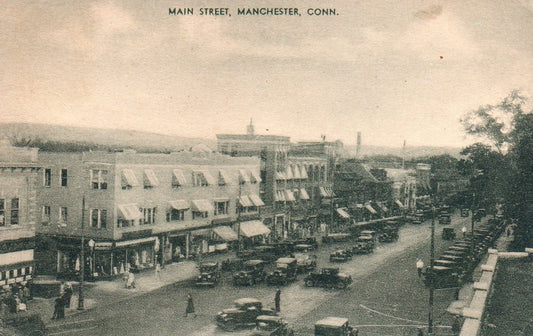 View of Main Street in Manchester CT Connecticut Postcard