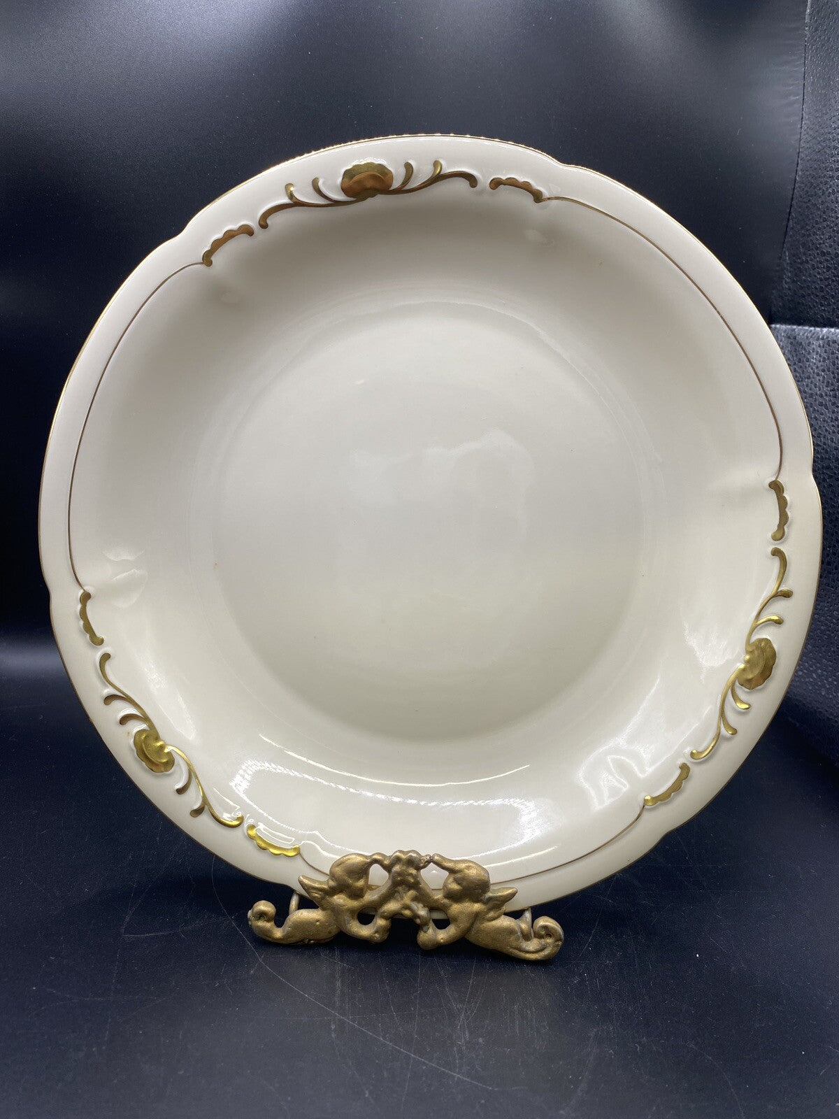 RARE Waldershof Bavaria Germany 9" Salad Plate Bowl Cream with Gold Design