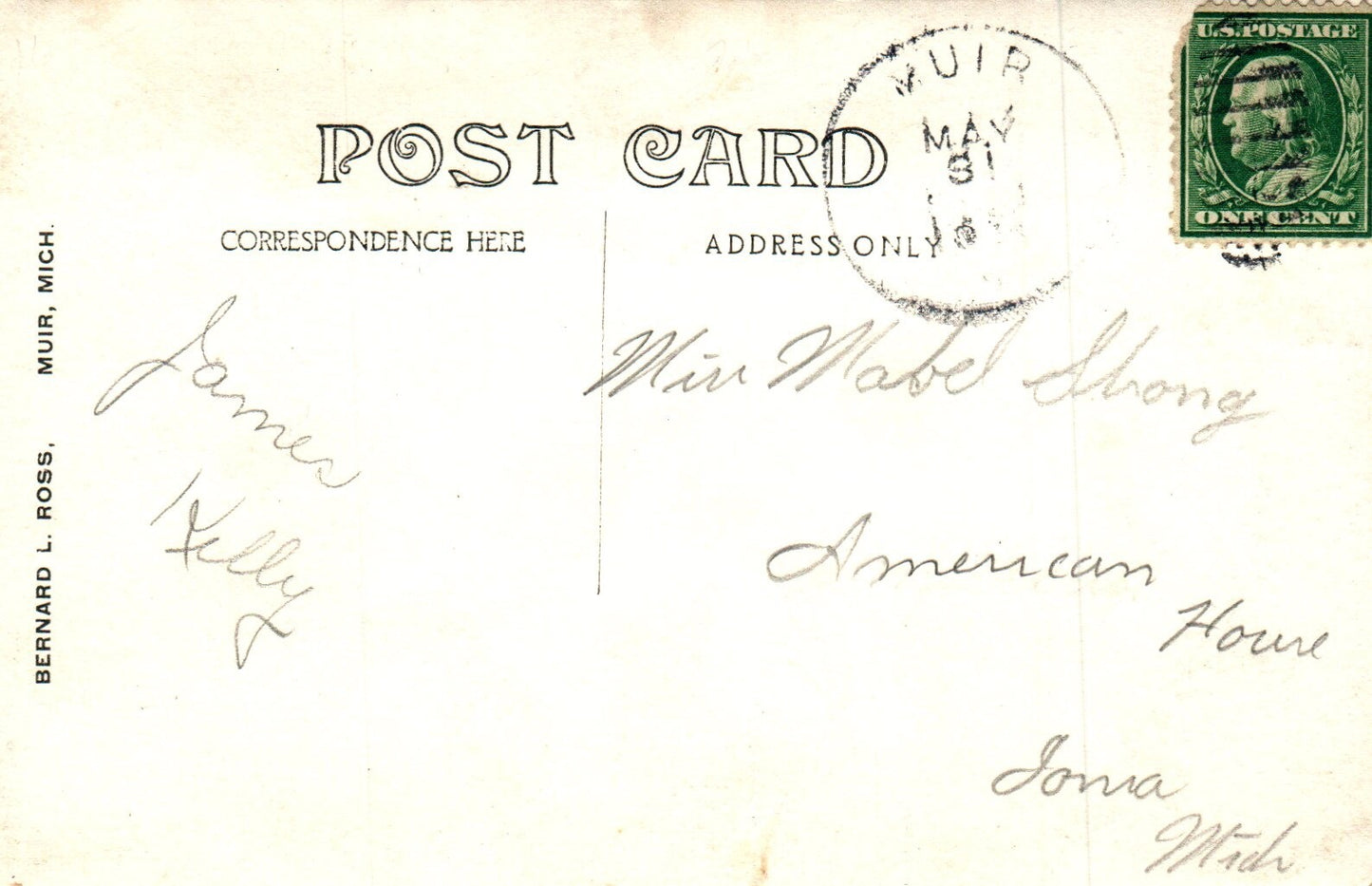 RPPC Superior Street in Muir Mich Michigan Postcard Real Photo