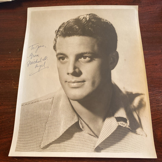 Vintage AUTOGRAPHED INK Real PHOTO 8 x 10 Michael St Angel 1940's Actor