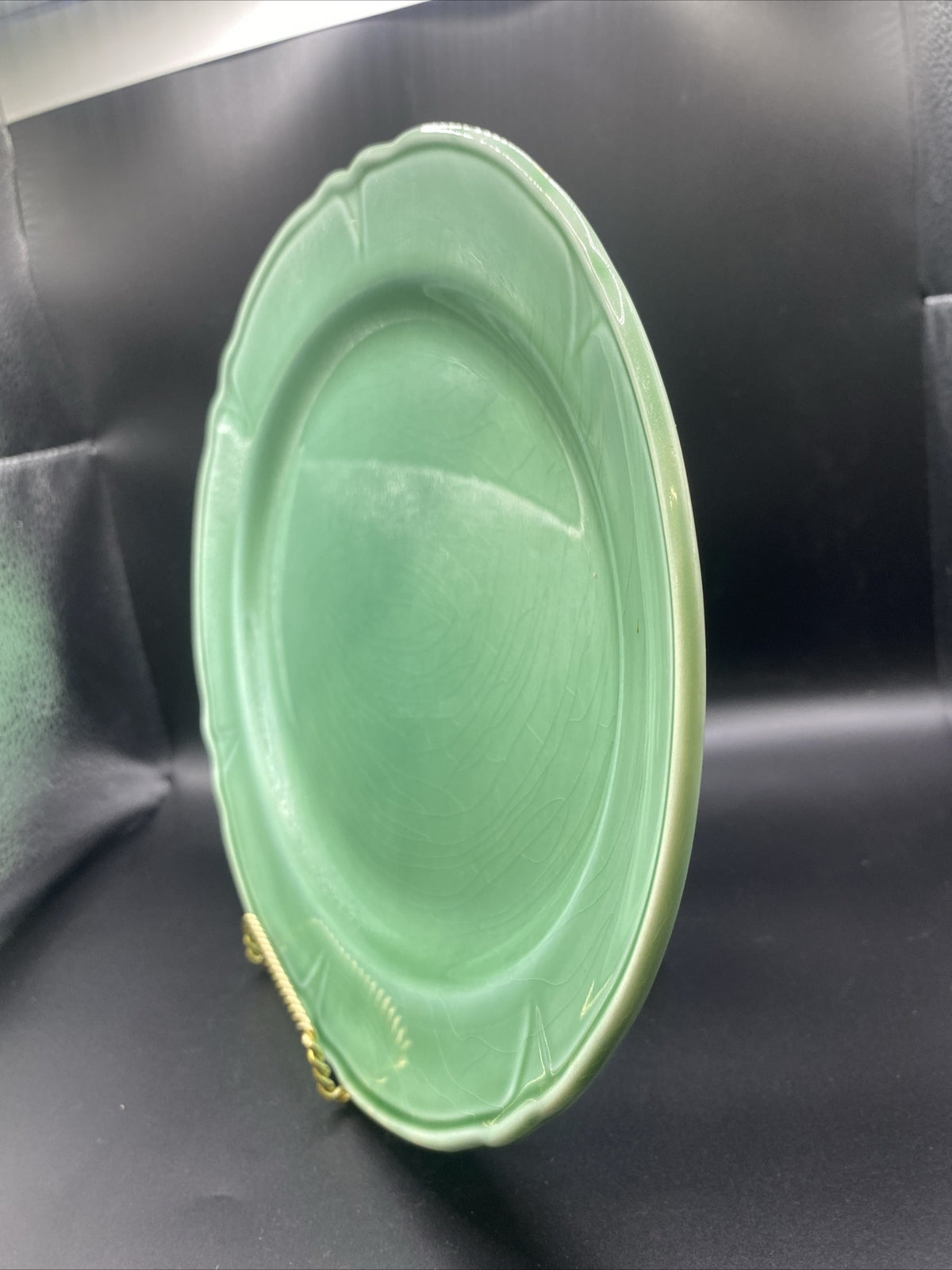 13.5 Oval Platter Vintage Mount Clemens Petal LIGHT Green 1930's Petalware