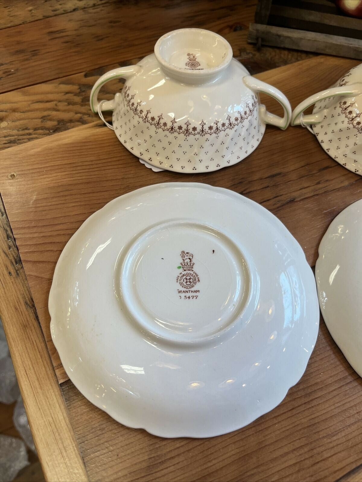 Royal Doulton Gratham China Cream Soup Double Handle Bowl / teacup Saucer D 5477