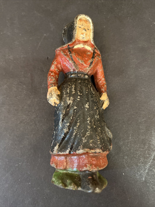 Vintage Primitive Amish Woman Handpainted iron