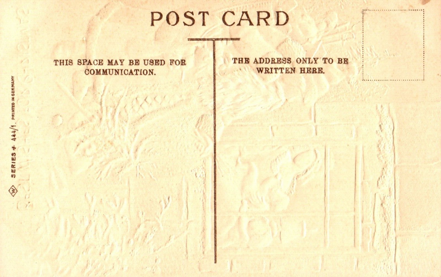 Best Wishes For Christmas Santa With Toys Watching Family Vintage Santa Postcard