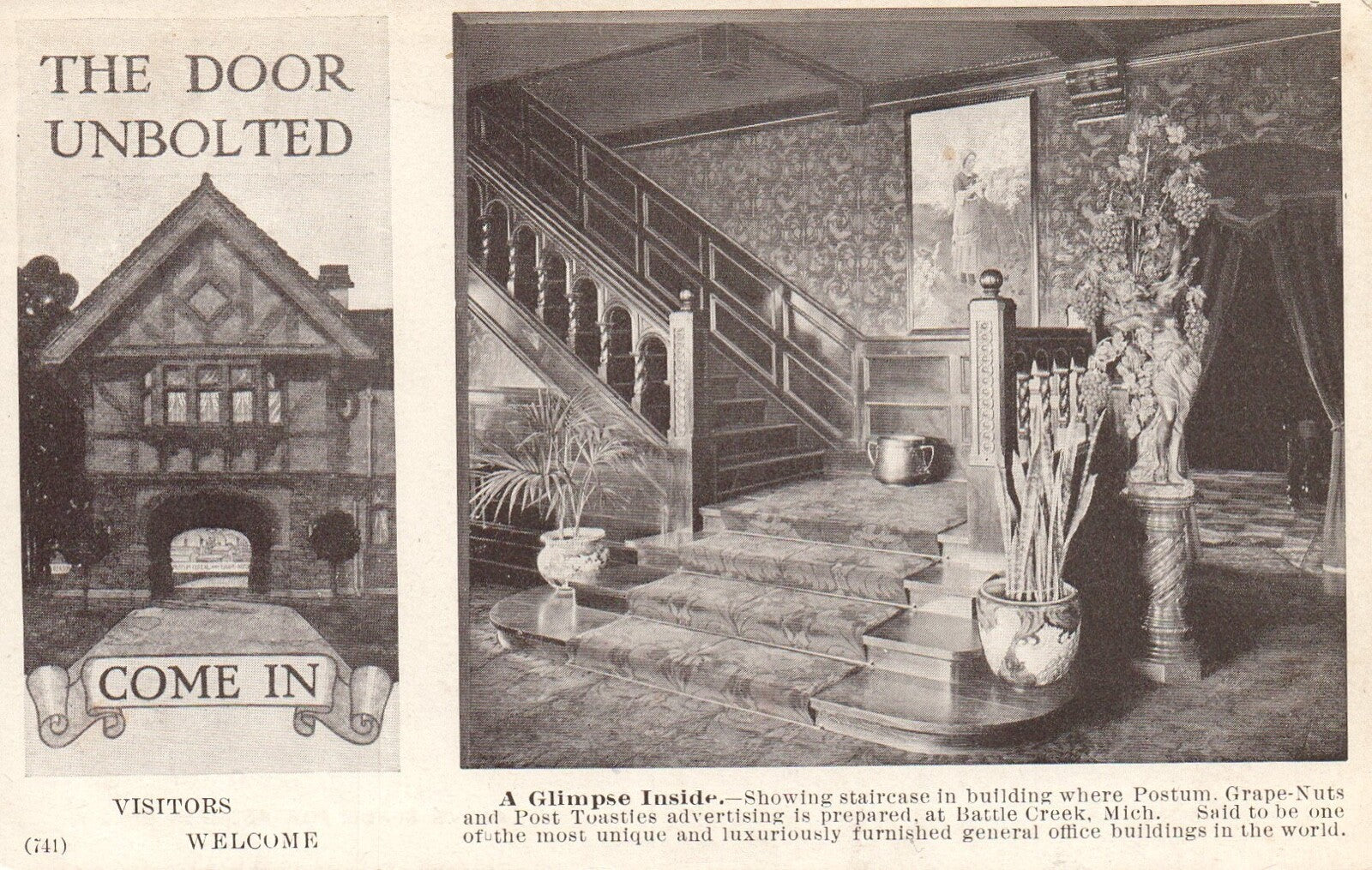 The Door Unbolted Post Cereal Advertising Office Battle Creek Michigan Postcard