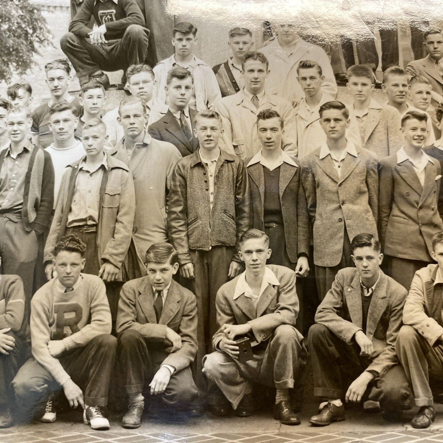 8 x 10 Real Photo ROTC Young Men Photograph Military Militaria