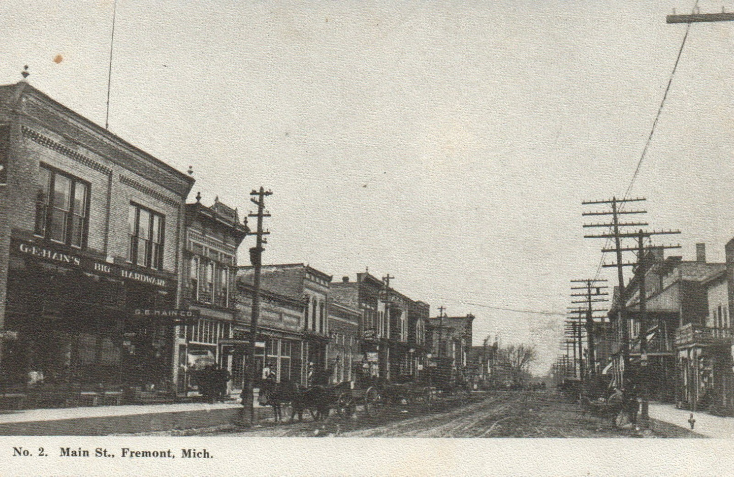 Main Street in Fremont Michigan MI Postcard