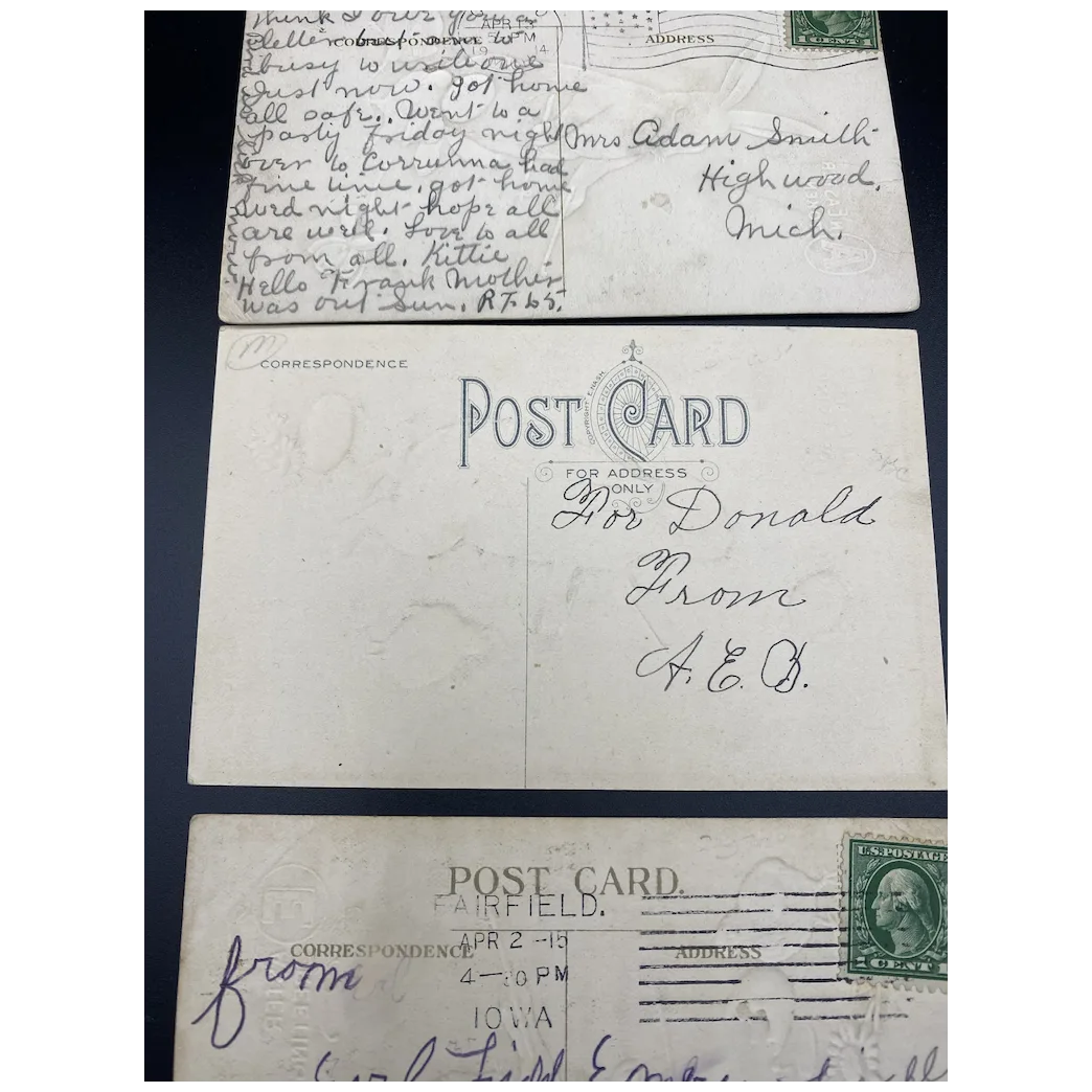 Lot of Three Easter Bunny & Chicks Easter Greetings Vintage Easter Postcards