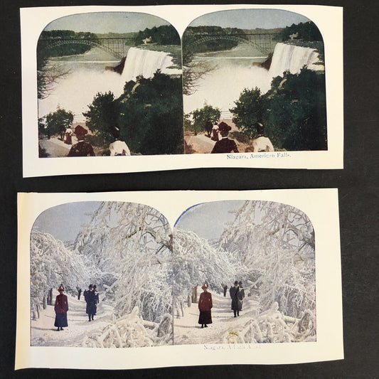 RARE Stereoview Paper Cards Niagara Falls America Lot of 2