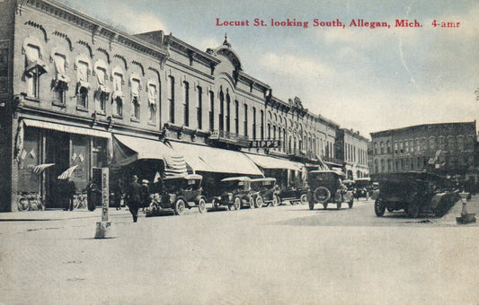 Locust St. looking South, Allegan, Michigan MI Postcard