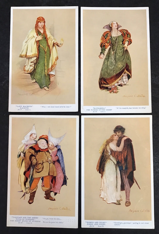 Lot of Four Marjorie Bates Shakespeare Artist Postcards