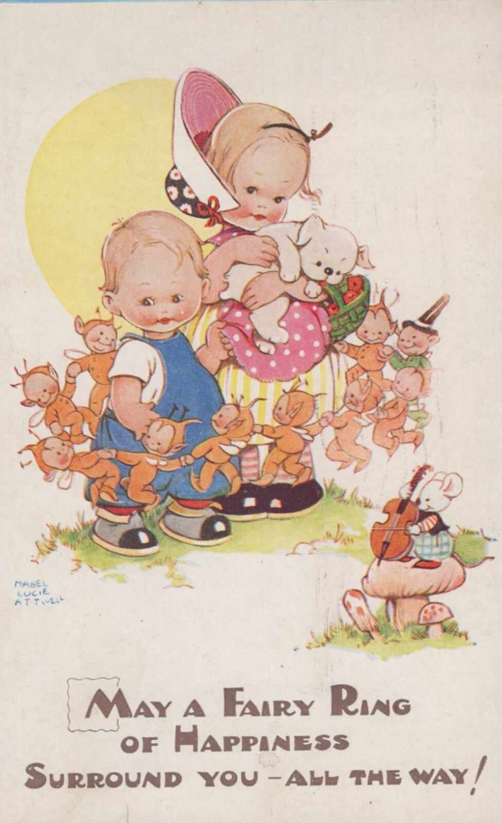 May Fairy Ring Happiness Surround You MLA Artist Signed Mabel Lucie Attwell 1167