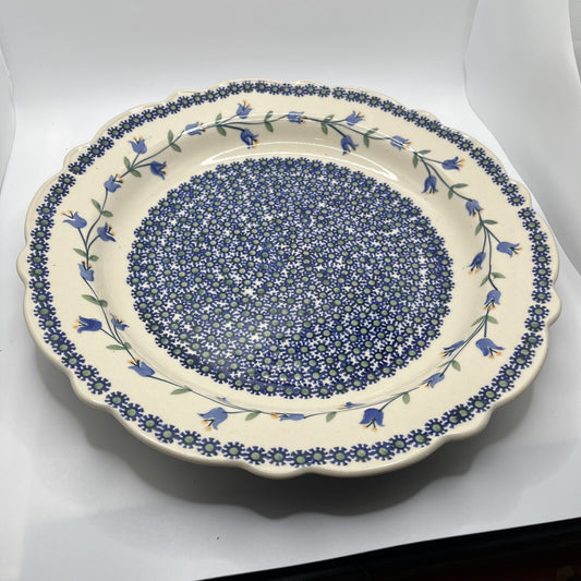 Boleslawiec Polish Pottery 13" Large Serving Dish Scalloped Round  Flowers