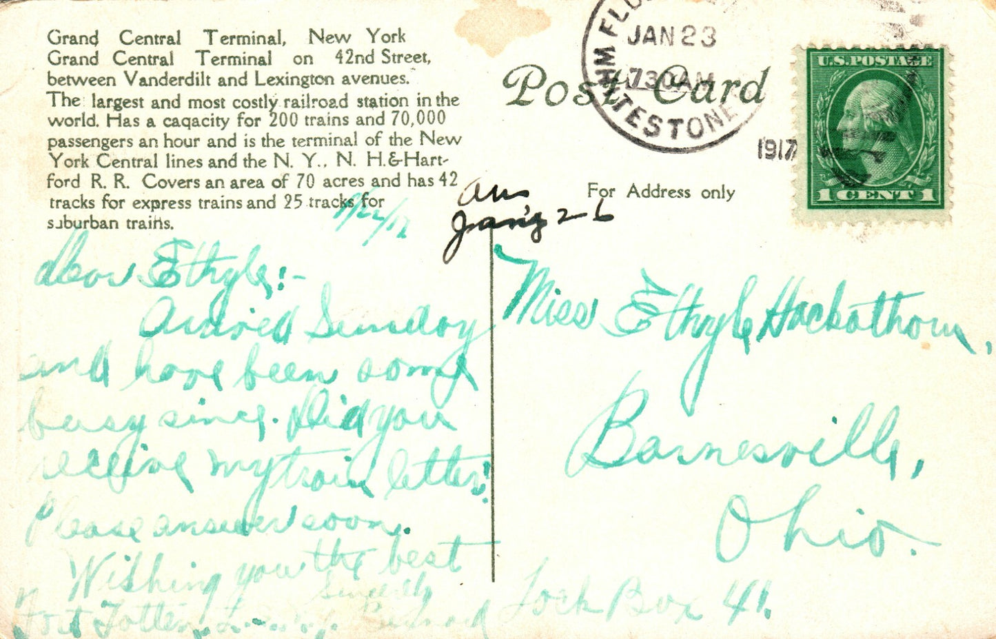 Grand Central Terminal railroad RR New York City NY Postcard