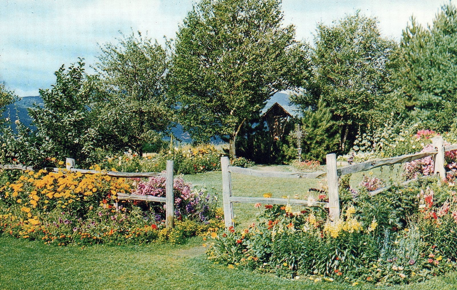 Garden Scene at the Trapp Family Lodge in Stowe VT Vermont Postcard
