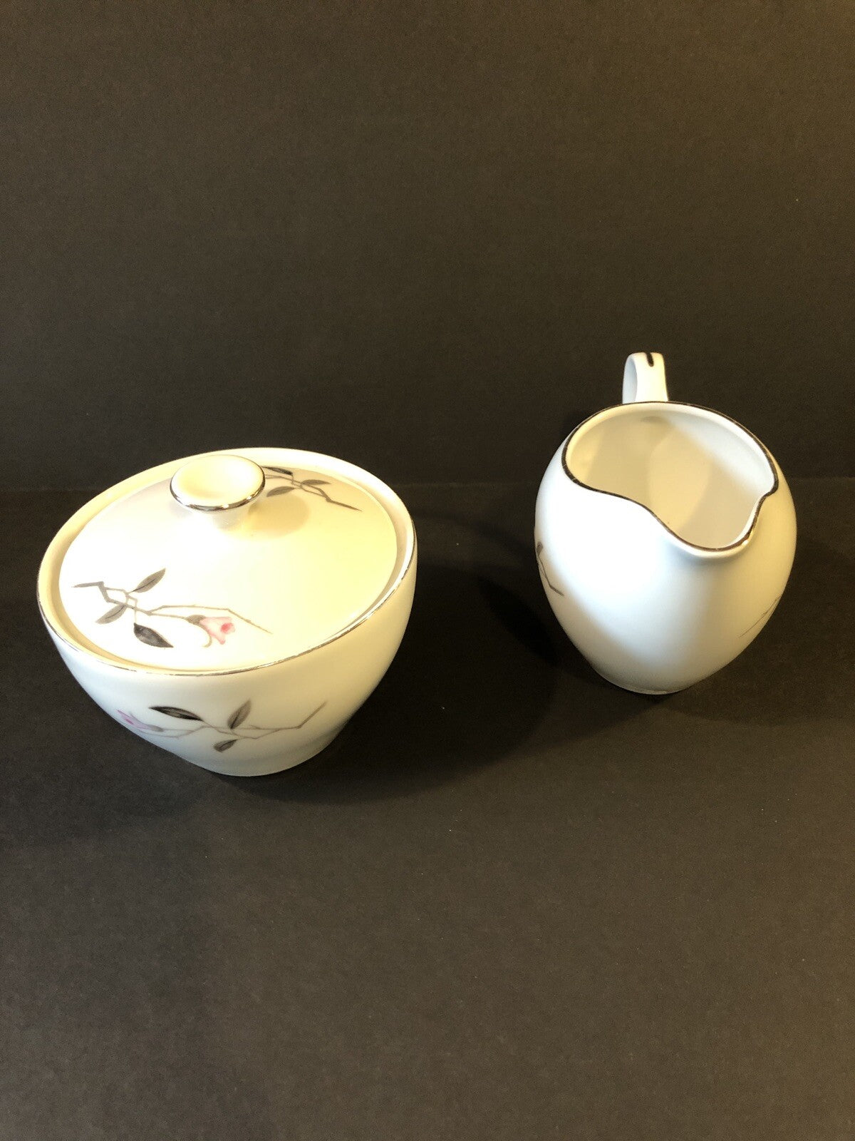 Cherry Blossom #1067 Fine China Creamer and Sugar Bowl Japan Dishware