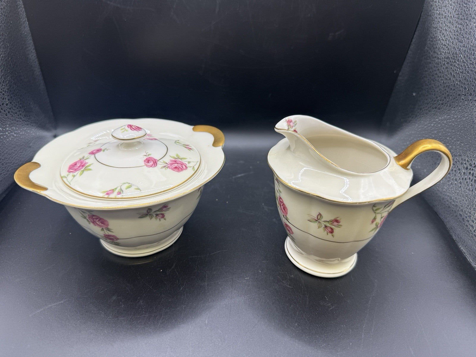 Theodore Haviland Delaware  Pink Roses New York Cream & Sugar