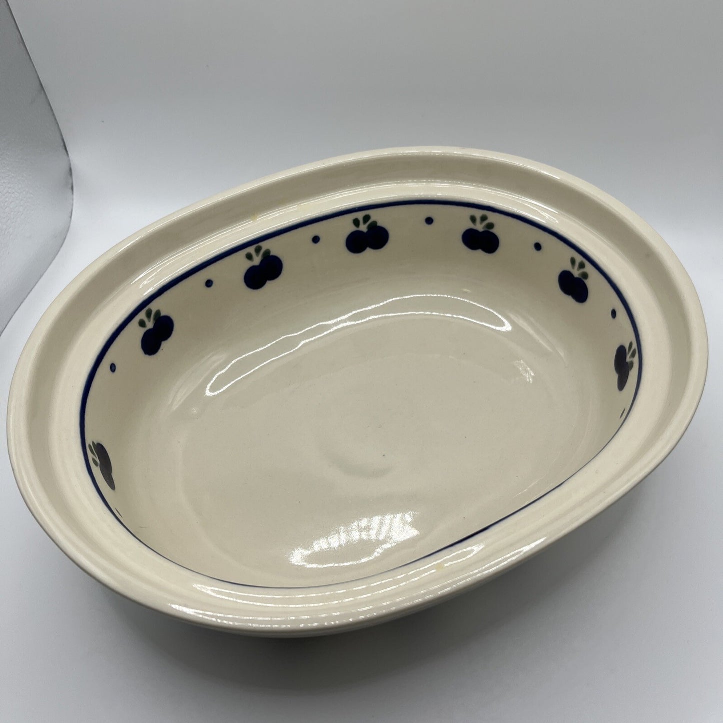 Polish Pottery Wild Blueberries Deep Bowl with Top 8” X 10”