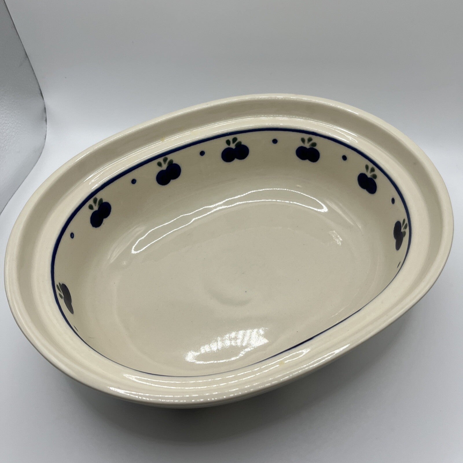 Polish Pottery Wild Blueberries Deep Bowl with Top 8” X 10”