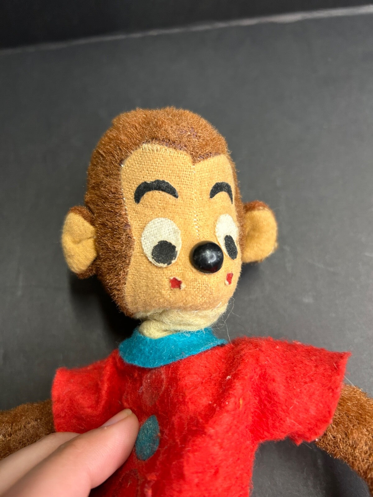 Vintage Dream Pets R Dakin Brown Plush MONKEY Toy Red Shirt Blue Pants Japan