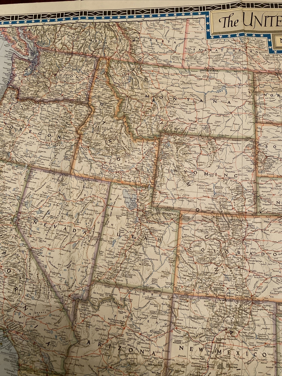 Vintage June 1951 National Geographic Map 41" x 26" 