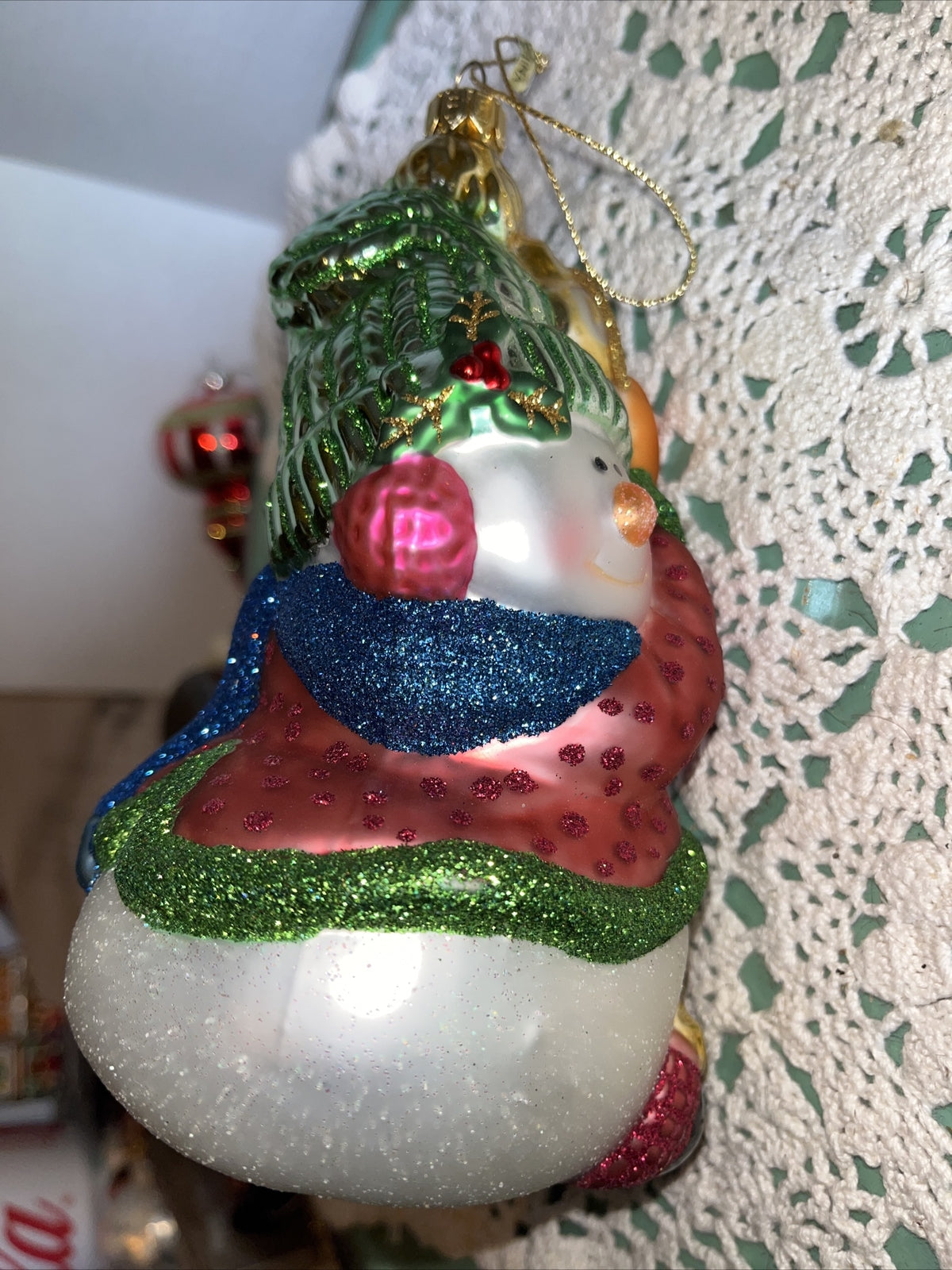 Vintage Snowman Mercury Glass Christmas Ornament