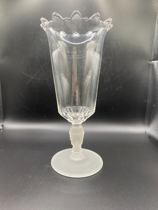 EAPG Three Faces Footed Frosted Celery or Spooner 9.25"