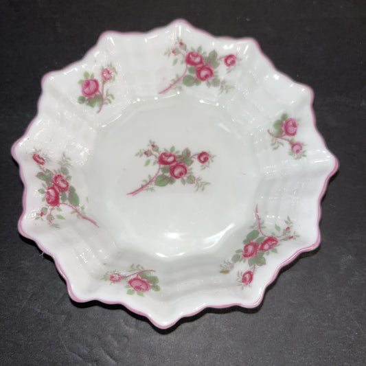 Shelley England Red/pink Floral Bone China Trinket Dish  or Pin Tray