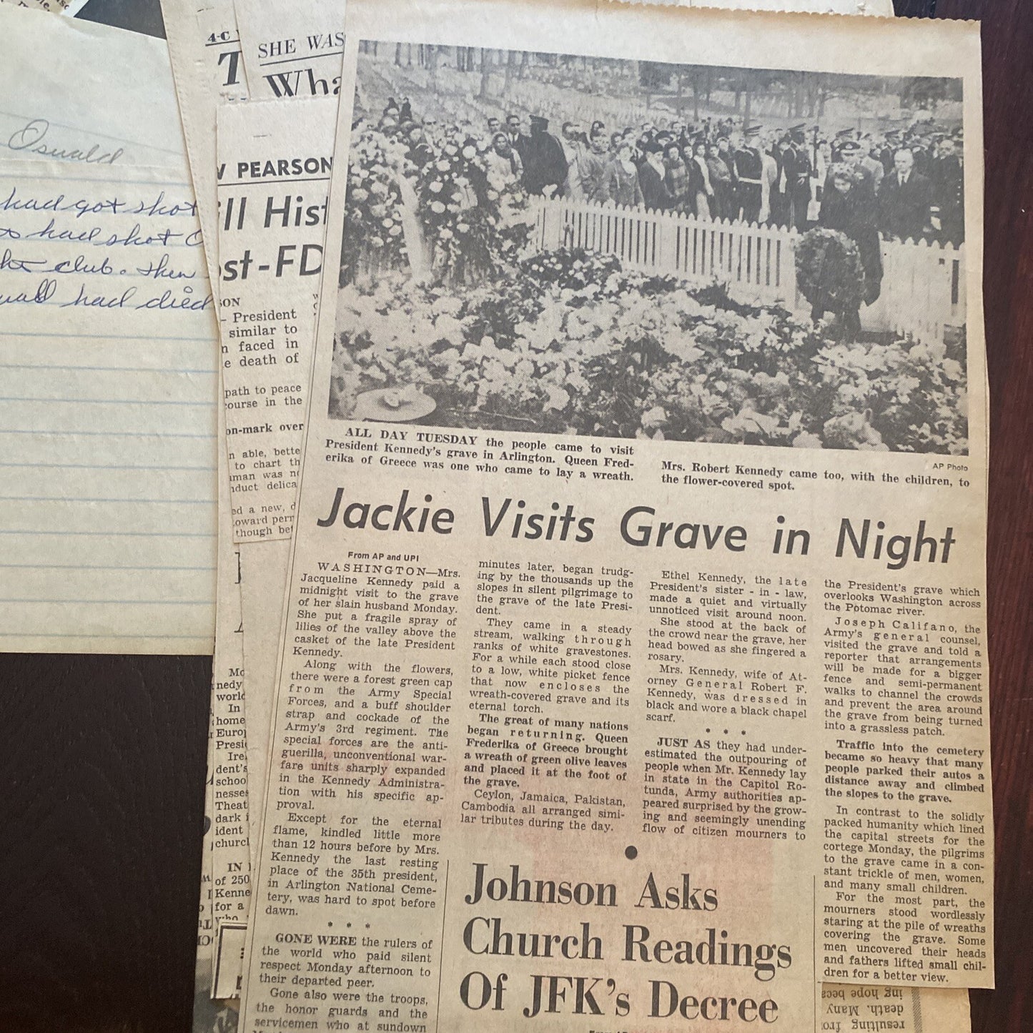 Lot Detroit Free Press Michigan Newspaper clippings John F Kennedy JFK Johnson