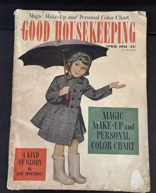 Vtg April 1951 Good Housekeeping Magazine Magic Make-Up & Color Chart 338 pages