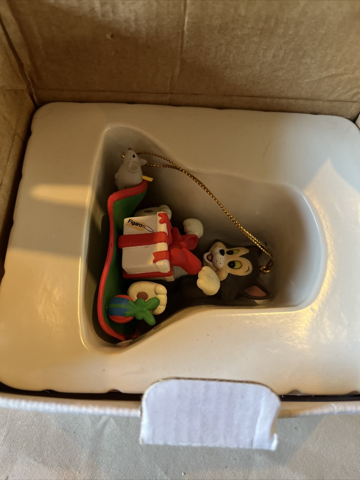 Grolier Christmas Magic Ornament Pinocchio Figaro Cat Disney #18063