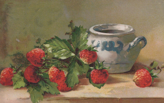 Vintage Caroline Klein Artist Signed Fruit Strawberries Vase Post Card