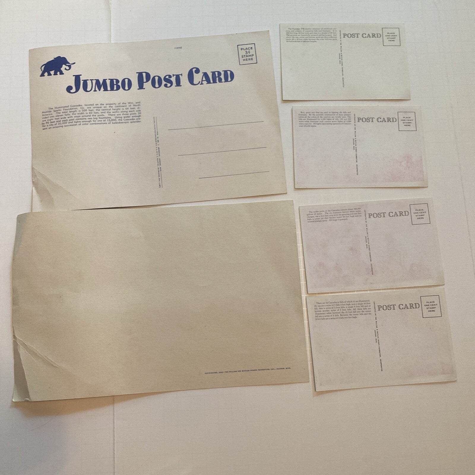 Lot of 6 Jackson MI Michigan  Postcard Oversize Cascades Fountain