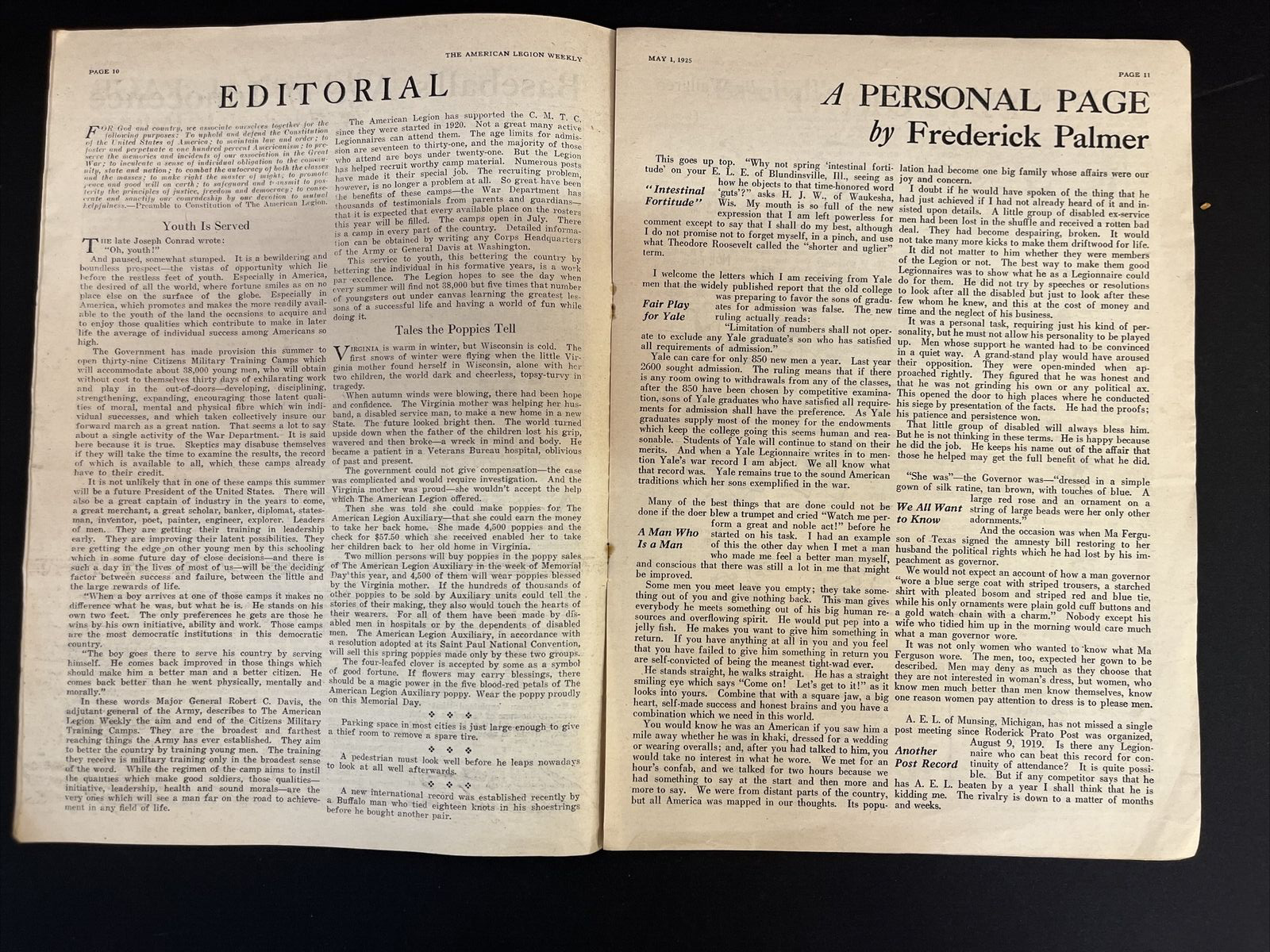 Americn Legion Weekly May 1, 1925 Vol. 7 No. 18