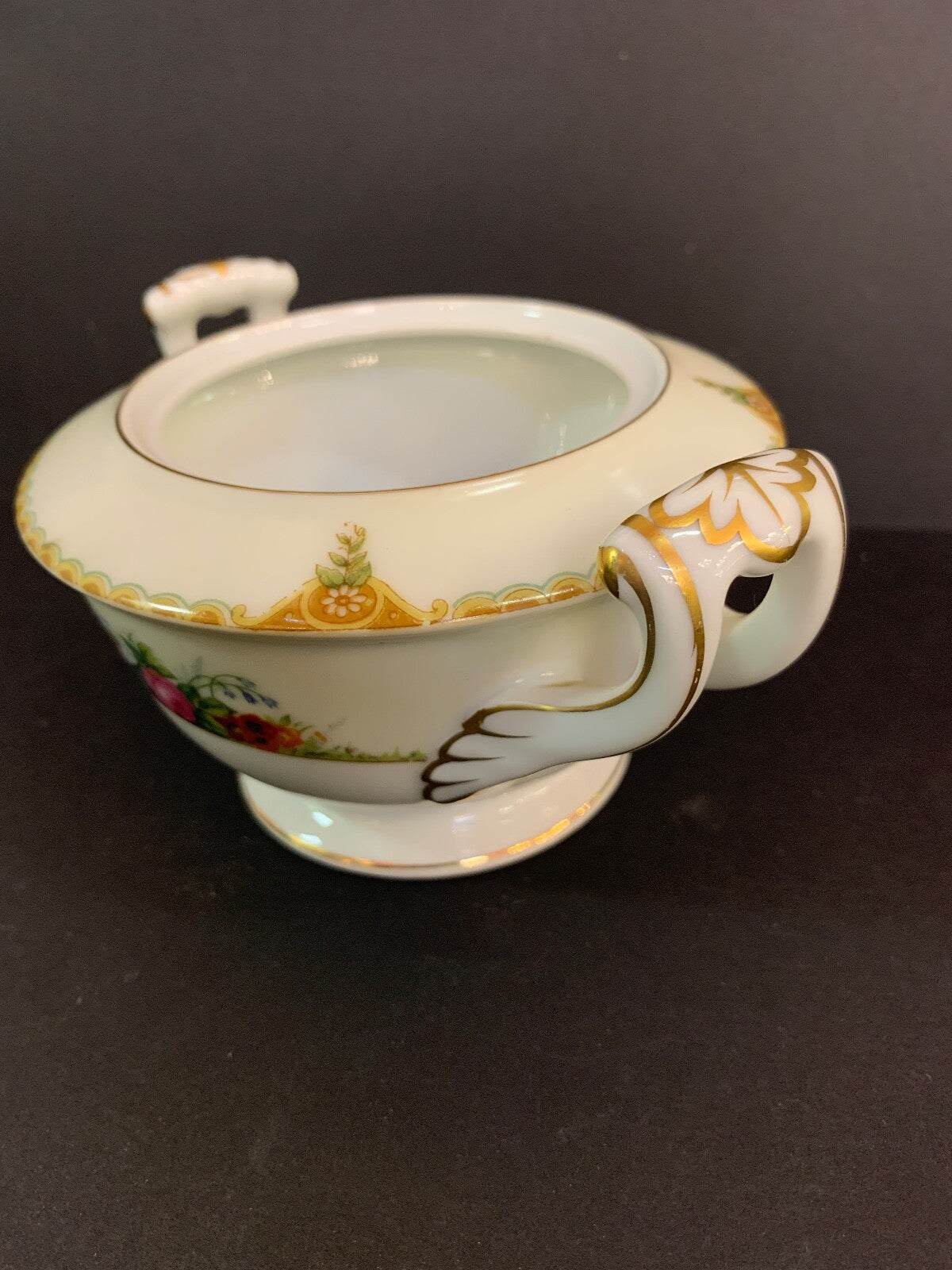 Vivienne Made in Japan Vintage Floral and Gold Pattern Cream & Sugar