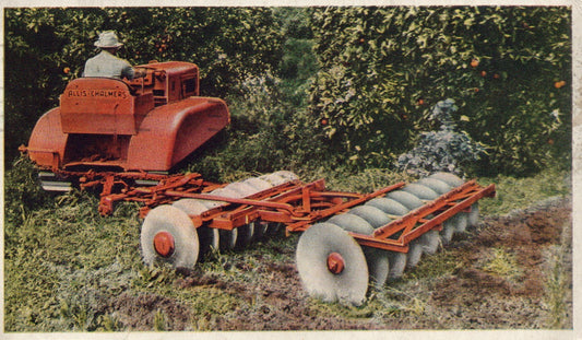 Allis-Chalmers 3-4 plow Model "M" TRACTOR vintage postcard