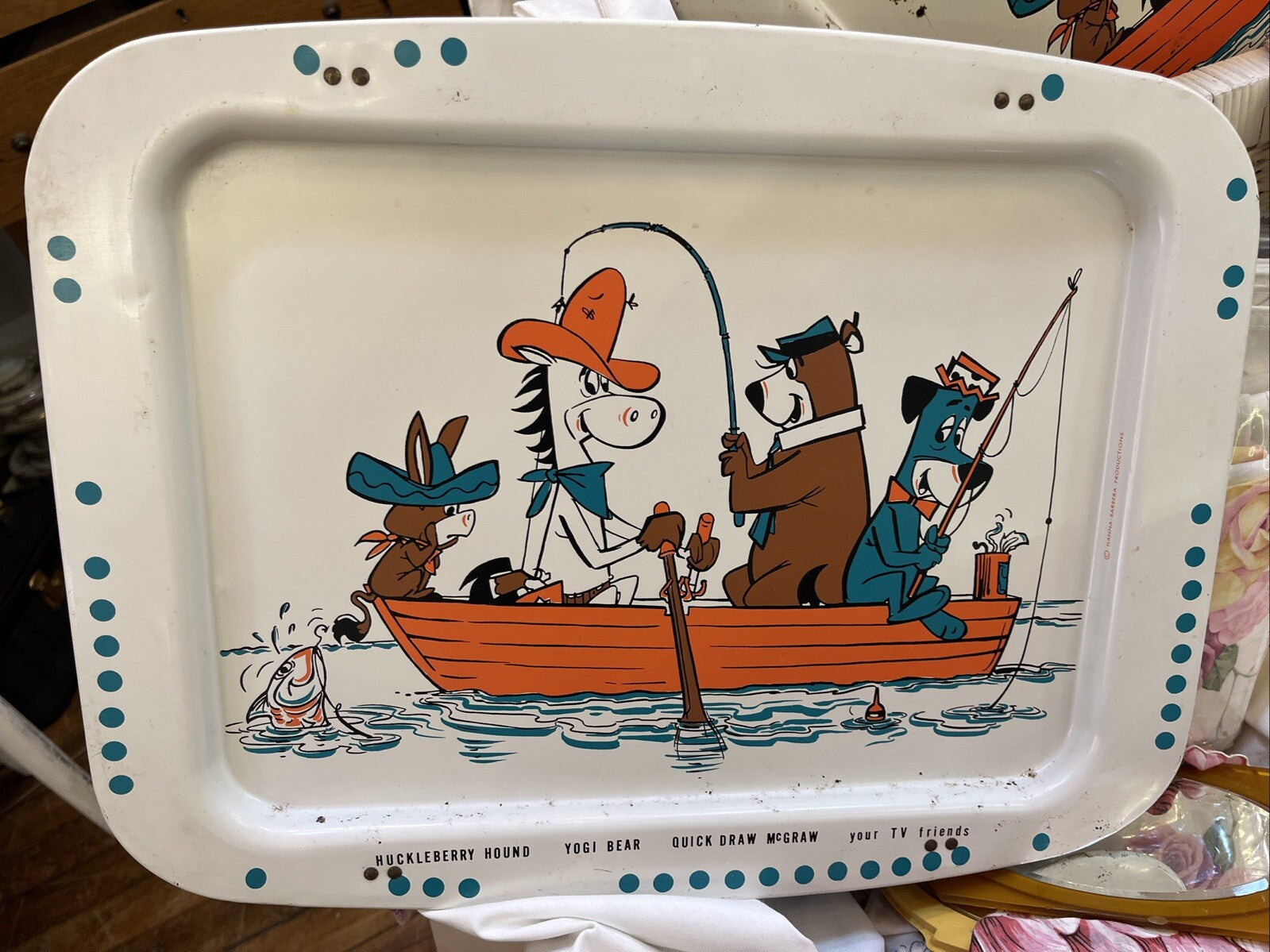 Vintage 5 Huckleberry Hound, Yogi Bear, Quick Draw McGraw & TV Friends TV Tray's
