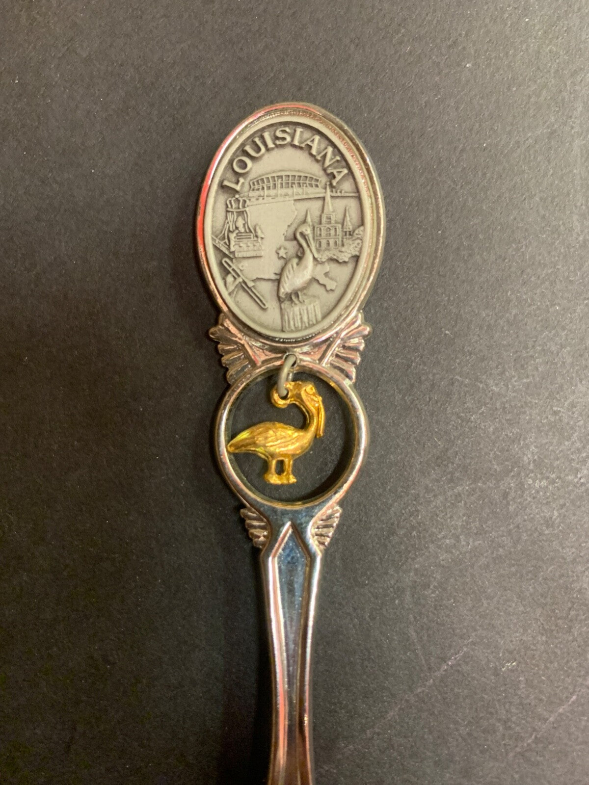 Vintage Louisiana Pelican Charm Souvenir Spoon
