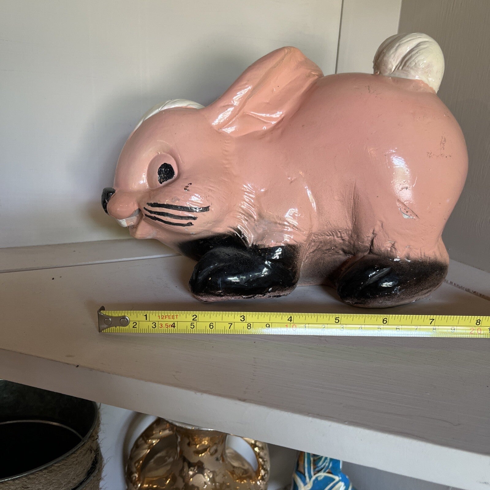 VTG CHALKWARE PINK Easter BUNNY/Rabbitt BANK/CARNIVAL PRIZE