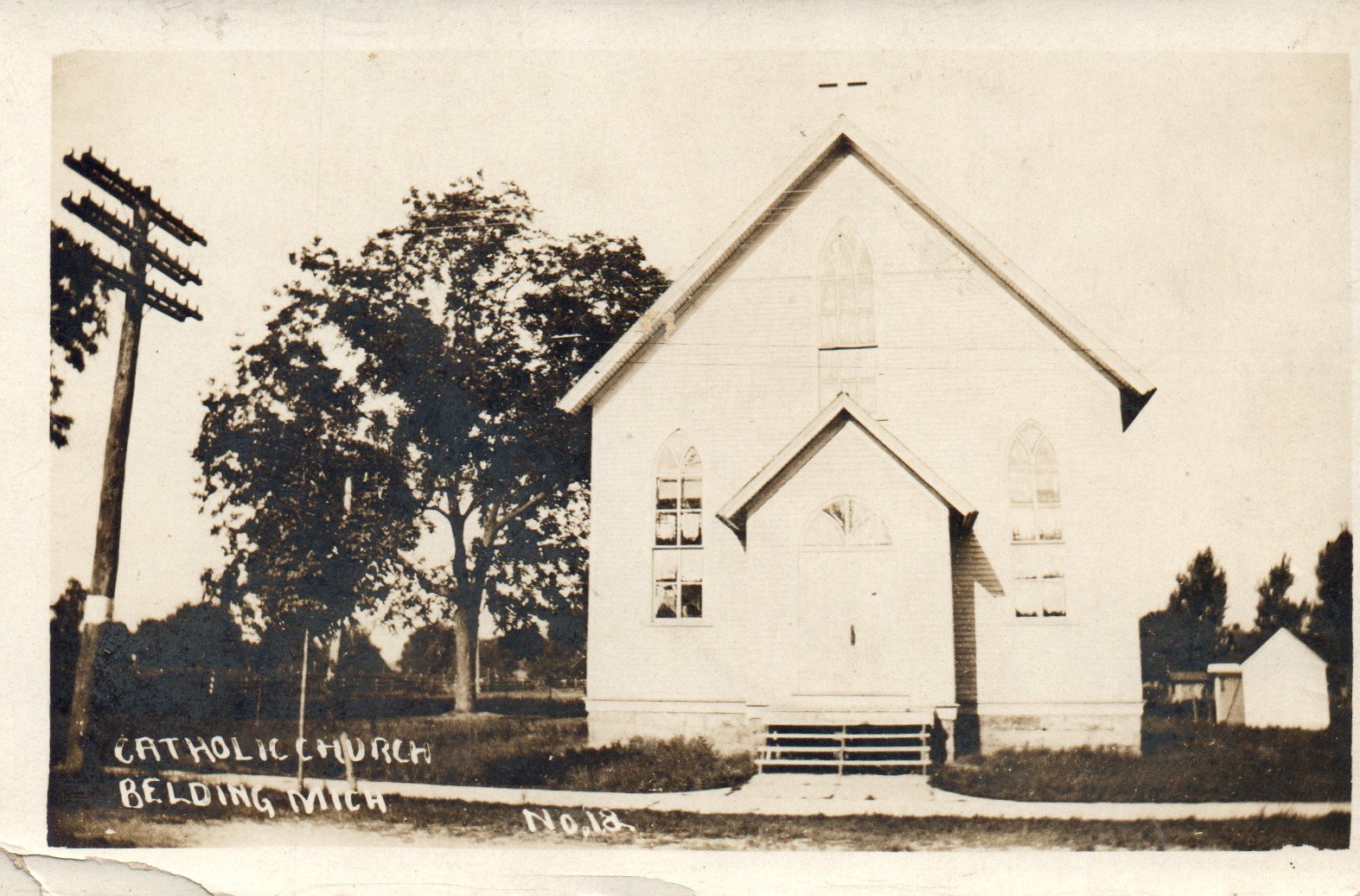 Catholic Church Belding Michigan Michigan Mich MI Postcard
