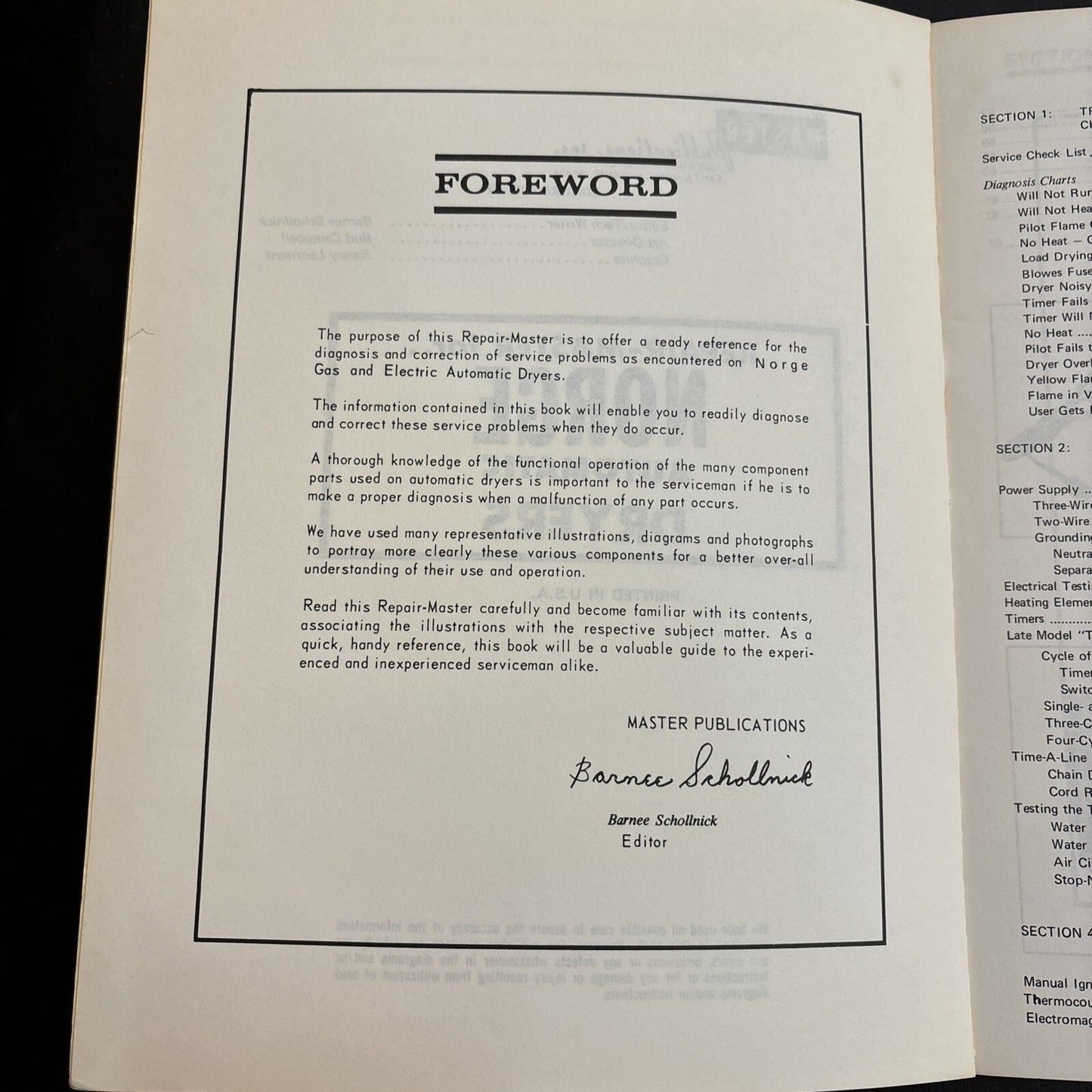 Repair Master Manual Norge Fedders Gas & Electric Dryers  No. 8054 c1976