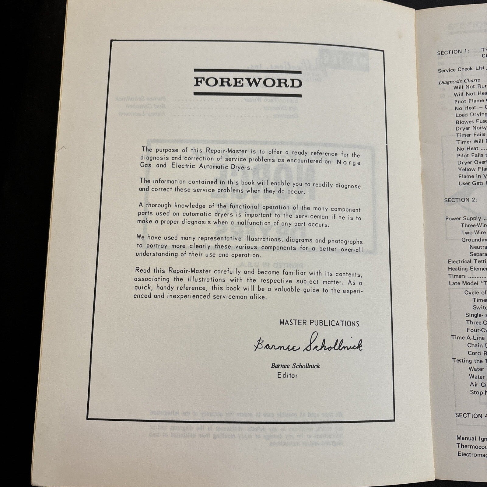 Repair Master Manual Norge Fedders Gas & Electric Dryers  No. 8054 c1976